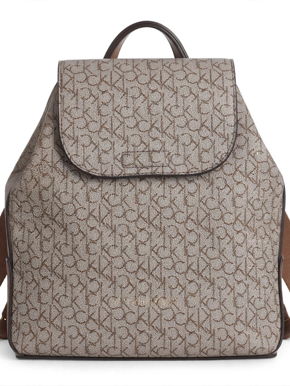 Calvin Klein Taupe Monogram Canvas Backpack